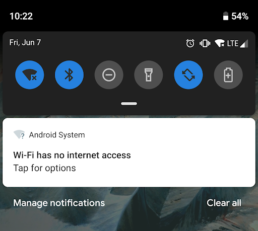 no internet connection android