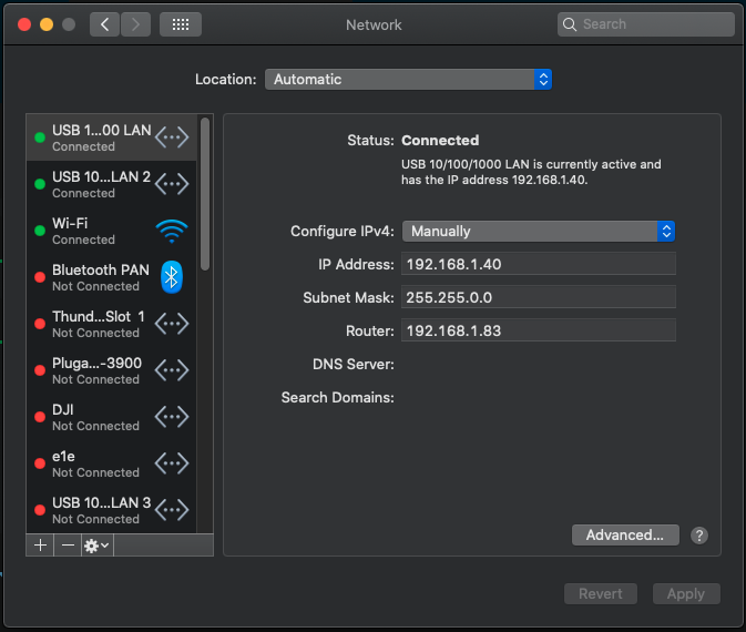 setting static ip for wifi on mac no internet